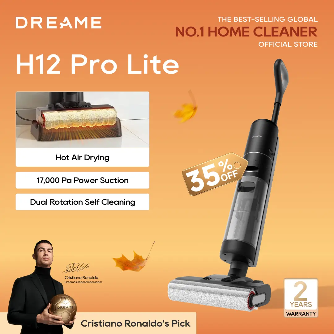 DREAME H12 Series Cordless Vacuum and Mop Combo, High Performance Wet Dry Smart Floor Cleaner for Hard Floor Cleaning, 1-Step Edge-to-Edge Cleaning with Hot Air Drying, Black, Back to School Haul, Cordless Vacuums