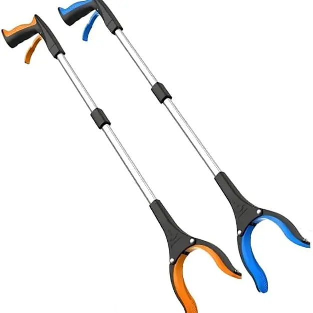 2 Pack Garbage Picker Grabber with 360° Rotating Clamp, 1 Count Lightweight Heavy Duty Grabber, Cleaning Tool for Elderly, Cleaning Supplies