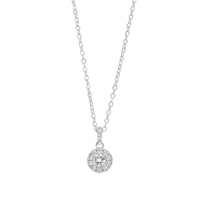Arria Premium White Gold Tone Cubic Zirconia Round Stone Pendant Necklace