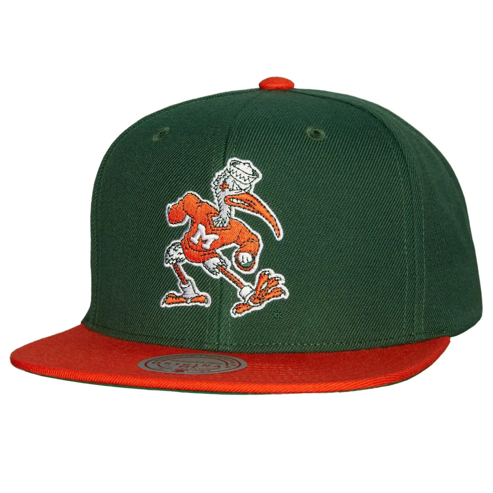 NCAA TEAM 2 TONE 2.0 SNAPBACK MIAMI HURRICANES Throwback Cap Adjustable Fan Gear Mitchell & Ness