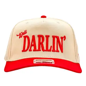 Well Darlin' Two Toned 5 Panel Cap - RED/NATURAL