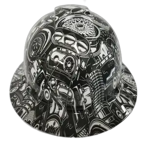 V8 Hot Rod Sticker Bomb - Custom Hydro Dipped Full Brim Hard Hat