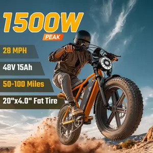 【TST Ebike】Electric Bike Peak Power 1500W Full Suspension Top Speed 28 MPH 50-100 Miles Range 48V 15Ah Removable Battery 2-Seater Design LED Headlights 20Inch All-Terrain Fat Tires UL2849 Certified Max Load 450 pounds Light off-road Ebike