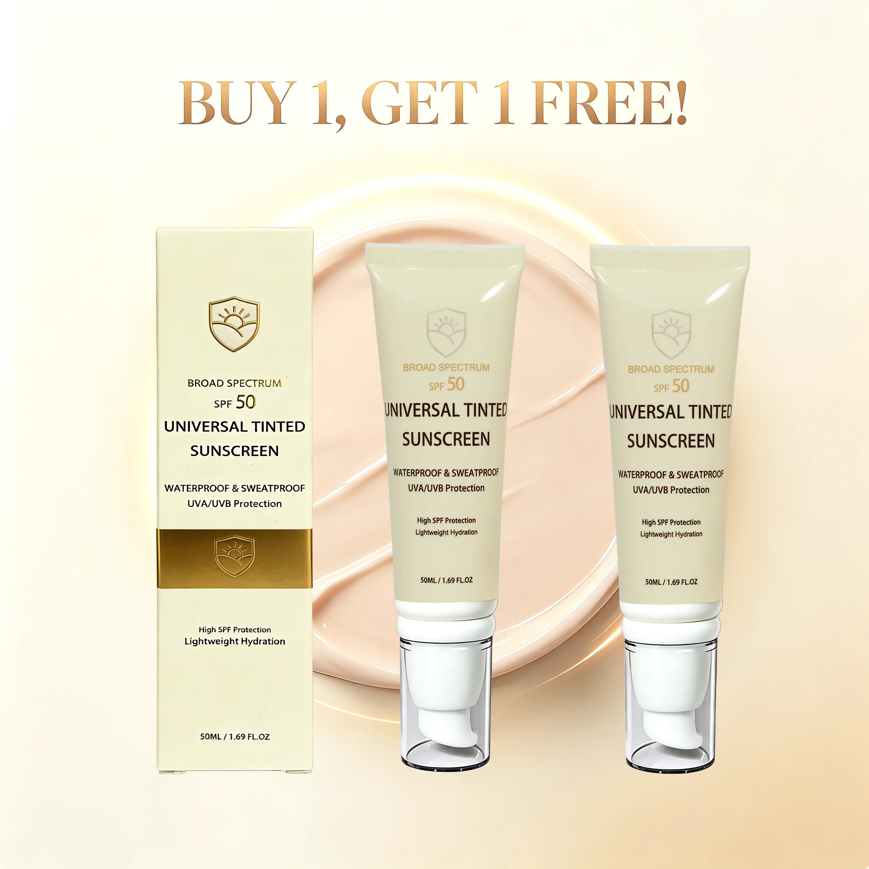 [BUY1, GET 1FREE]Summer sale Sunscreen to prevent sunburn and tanning, Universal Tinted Face Moisturizer Sunscreen, SPF 50 PA+++ Outdoorfun Facial Daily Repairing Soothing Sunblock Water Proof Skin Repair Hydrate Moisture,travel essentials sunscreen