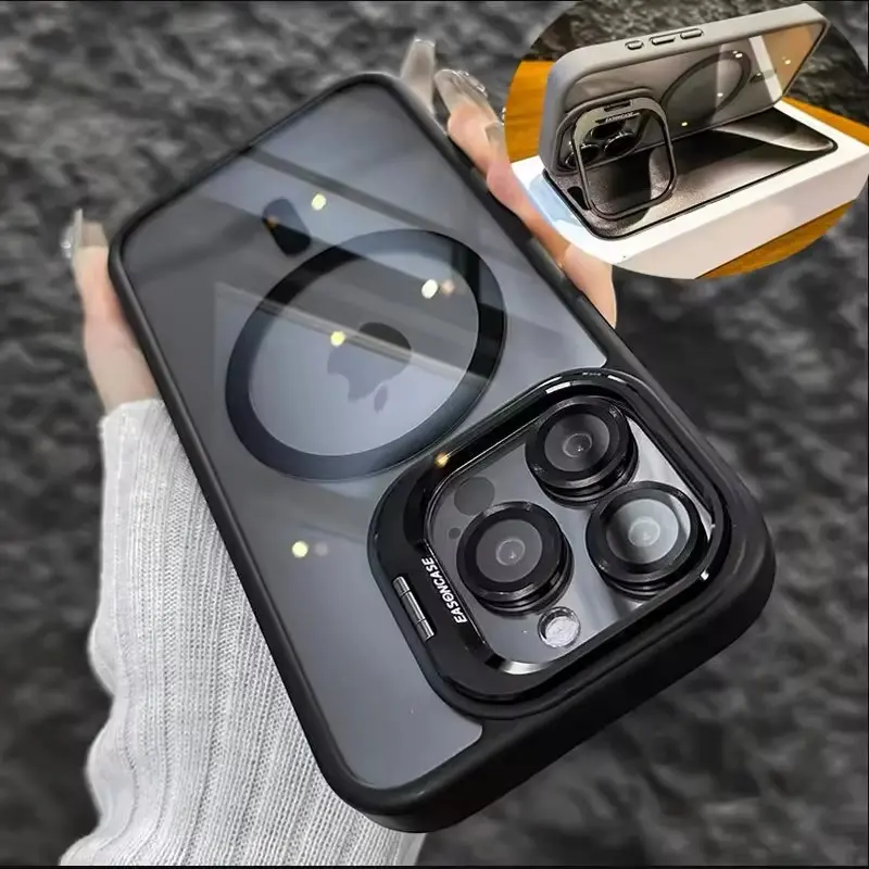 Luxury Magnetic Shockproof Phone Case with Magsafe, Kickstand, Glass Lens Protector - Wireless Protection Accessory for iPhone 17 Pro Max,16,15,14,13,12,11, #tiktokshopbacktoschool