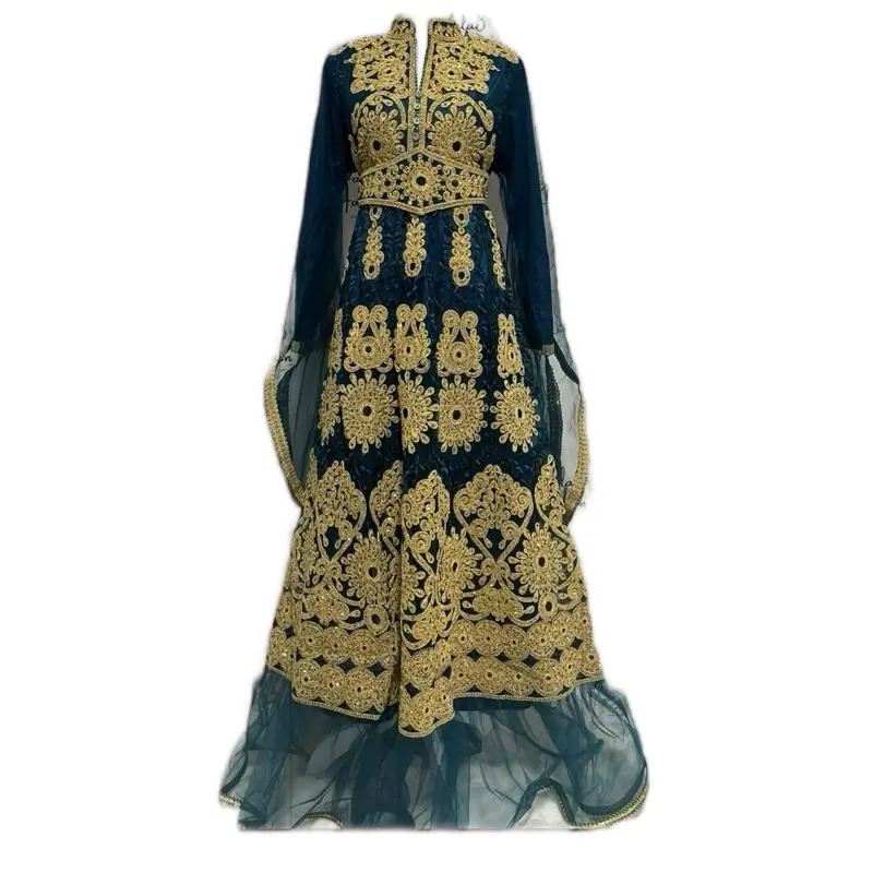 Beautiful Style Kaftan - Green Color, Long Sleeves, Embroidered Design, Perfect for Special Occasions