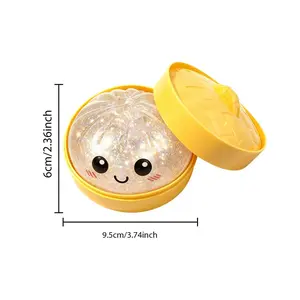 Giant Glitter Dumpling Squishy – Soft Squeeze Toy with Steamer Box, Elastic Texture for Hand Pressing and Desk Display Use
