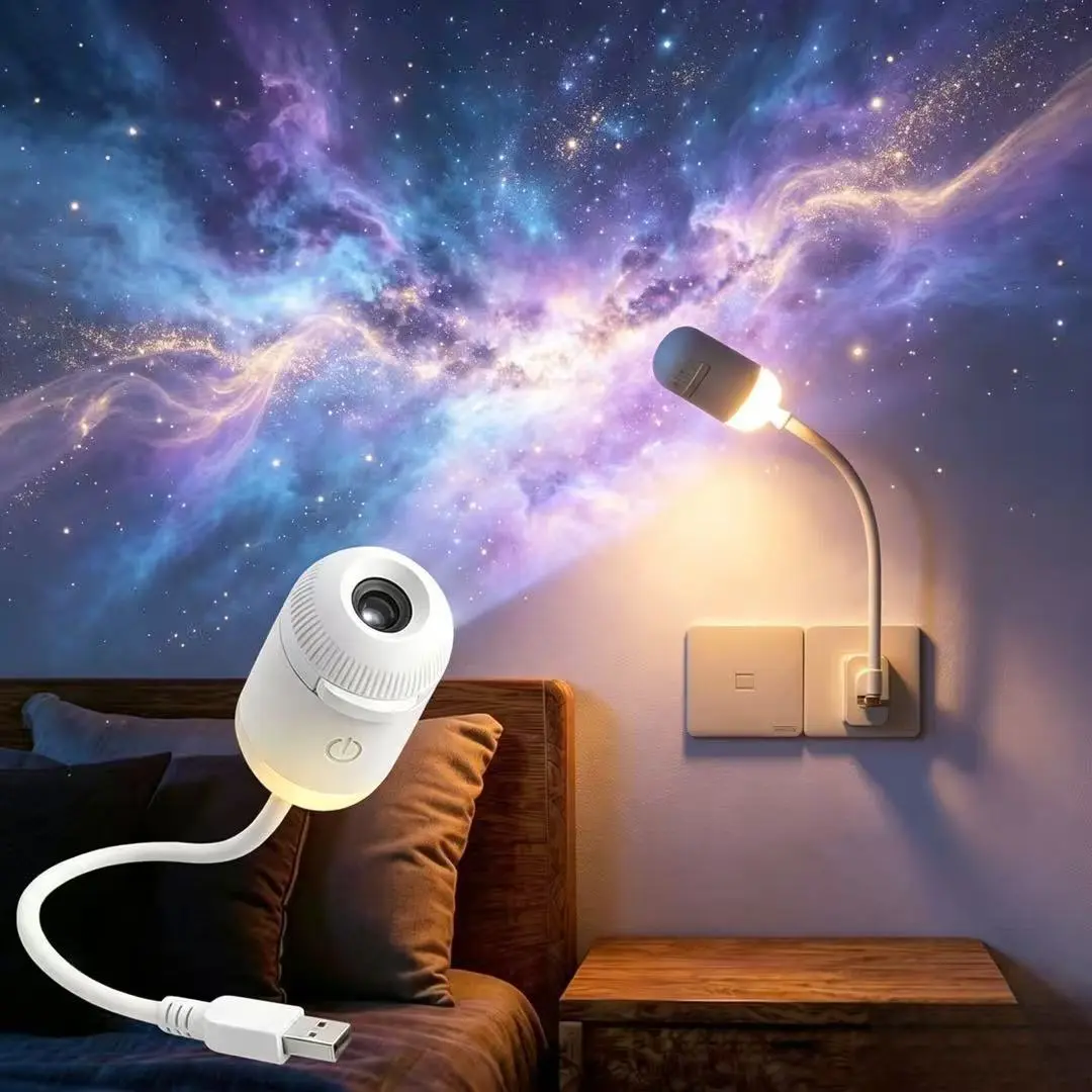 USB 2-in-1 Galaxy Projection Night Light, Starry Sky Planet Aurora Projector, Healing Ambient Lamp for Bedroom, Car, Party, Meditation & Kids Sleep