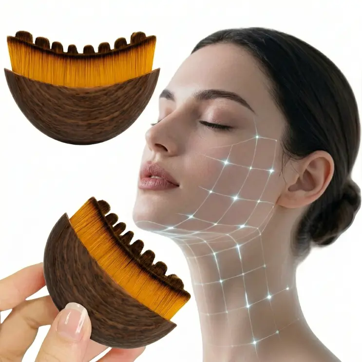 Lymphatic Contour Face Brush for Jawline Sculpting, Lymphatic Drainage & Face Debloat - Gentle Daily Dry Brushing Massager for Cheeks & Radiant Skin, Facial Slimming Tool for Men & Women, Ergonomic, Plastic, Relaxing, Normal, Firming, Detoxifying, 50G, In