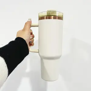 4/8/12 Pack USA Warehouse White 40oz Copper Plating Quencher Tumblers with Handle For Laser Engraving bottle  bottle  us me oky sale Drinkware Flasks