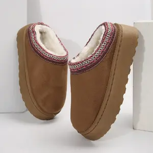 Platform Slippers Mini Boots for Women Fleece Lined Boots Suede Ankle Boots Anti-Slip Snow Platform Slippers for Women Outdoor Springfresh