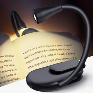 Book Light Clip on Reading Light for Bed, USB Rechargeable Book lamp, Book Gifts for Women Men, Portable 3 Color Dimmable LED Small Book Accessories for Reading Lovers(Black)