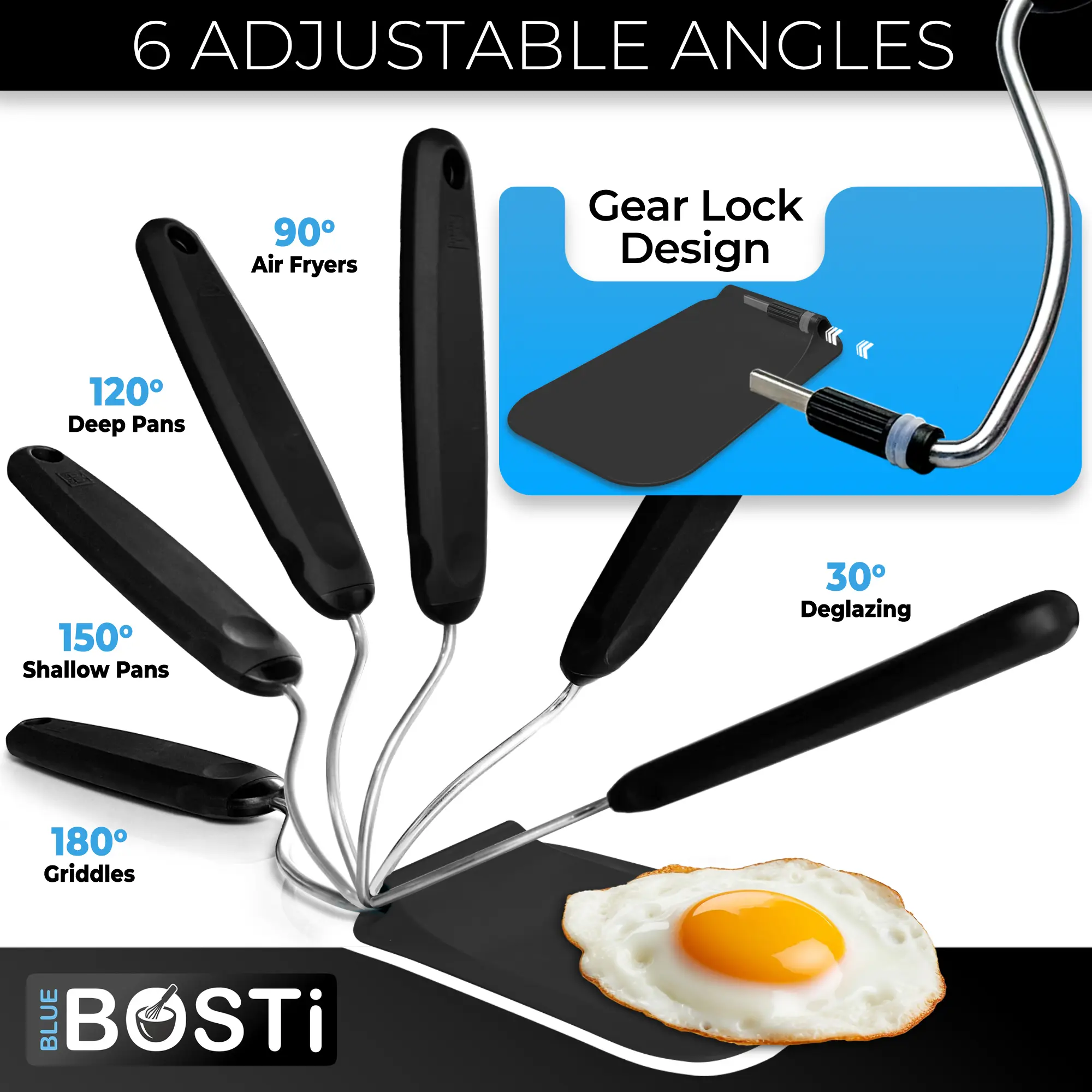 Adaptchula™ - Spatula with adjustable angles, a must have kitchen gadget!  Kitchen accessories should serve a purpose!  Perfect for Air Fryers, griddles and everything in-between! Includes 2 Spatula heads made from PPSU - BPA/BPS and PFAS free.  Non-Toxic