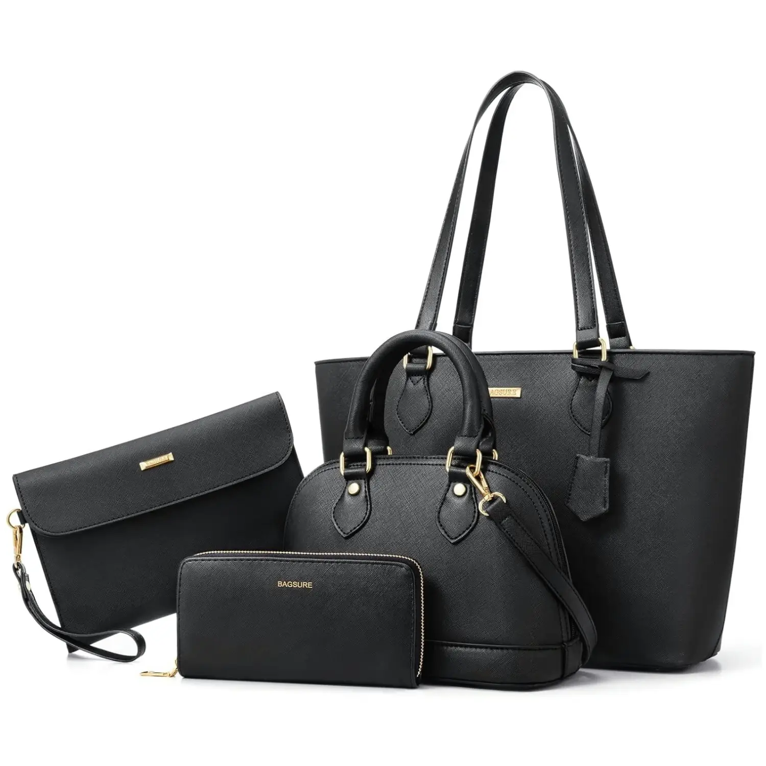 BAGSURE 4PCS Women Fashion Handbags Purses Wallet Tote Shoulder Bags Casual Crossbody Bags, Best Gift for Ladies Girls, Satchel Purse Set 4pcs TikTok