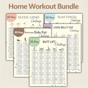 10pcs 30 Day Home Exercise Challenge Poster Set, Visual Learning Tools, Fitness Plan for Arm Thigh Hip Abdominal Fat Side Fat Exercises, 10 Piece Workout Guide