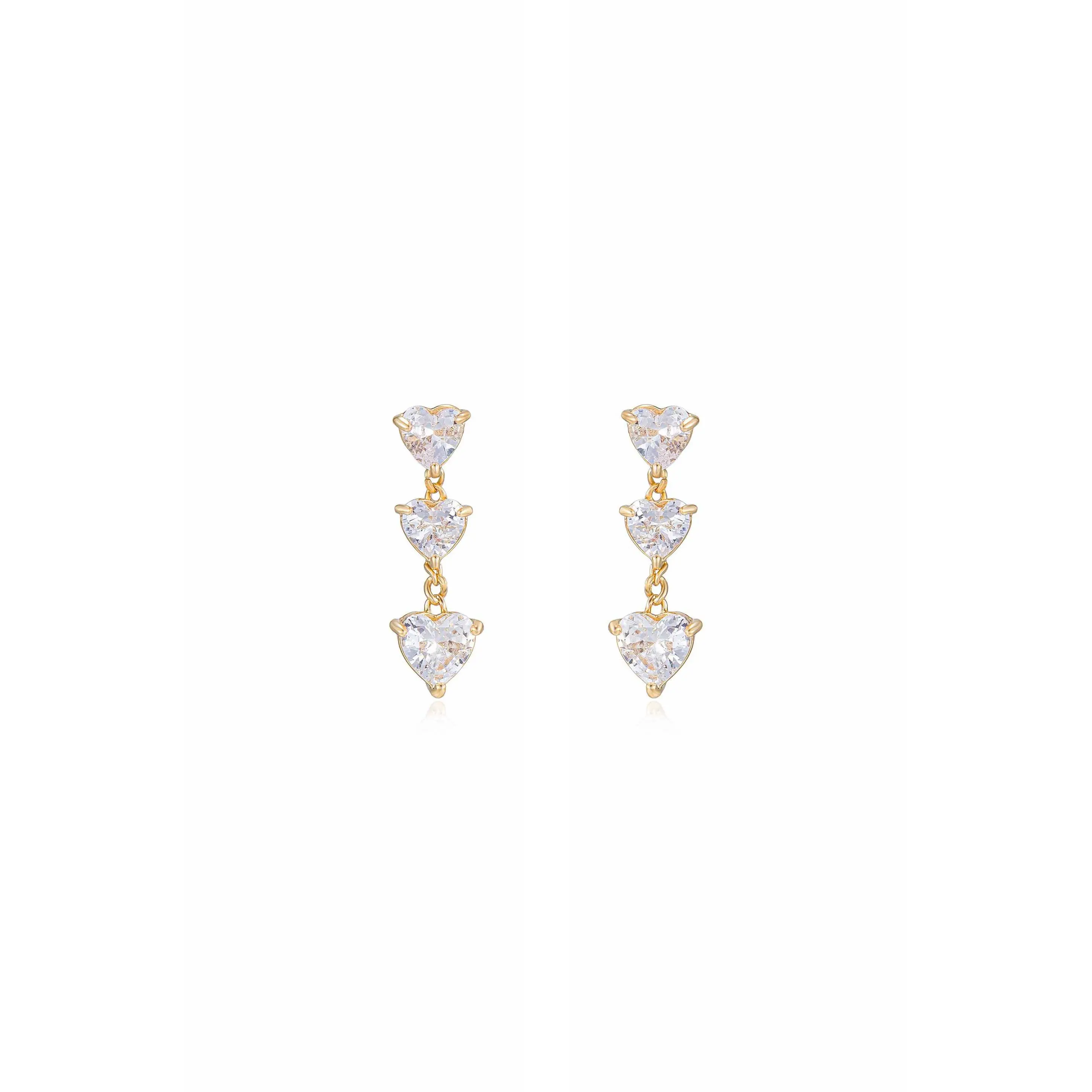 Ettika Queen of Hearts Crystal Earrings with Heart-Shaped Design and Clear Stone Accents