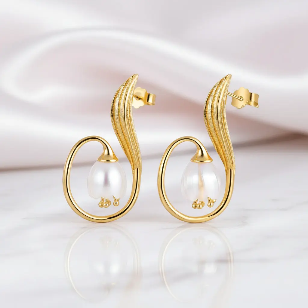 Crystal Lily of the Valley Flower Dangle Earrings