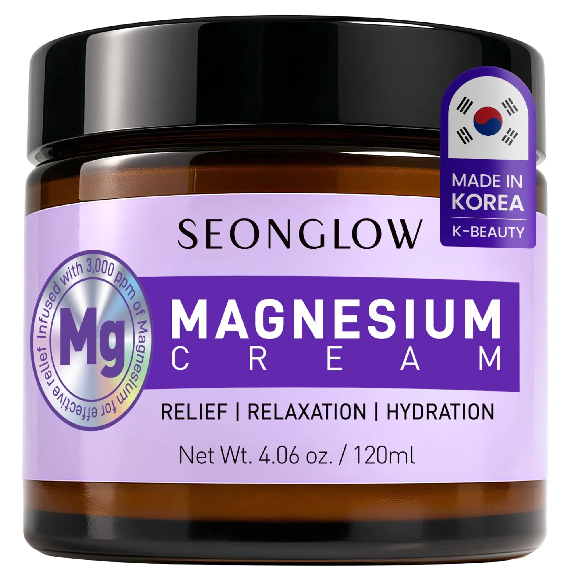 Magnesium Cream for Sleep & Leg Cramps: Fast-Absorbing Lotion with Lavender & Shea Butter, promotes relaxation for kids and adults, 4.06 Fl Oz – Made in Korea Moisturize Moisturize