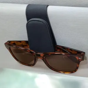 Sunglass Holder for Car Visor - 2 Pack Magnetic Car Glasses Holder Clip, Leather Eyeglass Holder for Car, Universal Vehicle Sunglasses Hanger Eyeglasses Mount, Black essential accessory