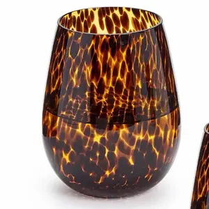 Tortoise Print Stemless Wine Glass   The price is per glass Drinkware