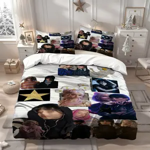 3Pcs Rave'n Dance Wandinha Adams and Ennid Collage Pattern Three Piece Set, Soft and Comfortable Bedding Set for Family Bedroom Room, Best Gift for Family Friends Lovers Suitable for Bedroom Room Dormitory, 1 Duvet Cover + 2 Pillowcases (No Insert)