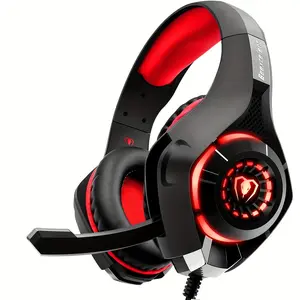 Gaming Headset - Crystal-Clear Noise Canceling Mic, Immersive Deep Bass Stereo Sound - Perfect for PS4, PS5, Xbox One, Switch, PC Audio Headphone Adjustable Aluminum