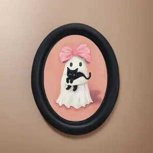 Vintage Art Style Bow Cat Decorative Home Item, Hanging Decor, Hanging Ornament, Perfect for Halloween Christmas Thanksgiving Wall Decoration