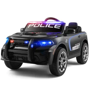 12V Kids Ride On Police Car Licensed Dodge Durango Electric SUV with Remote Control Dual 390 Motors LED Lights Music Bluetooth Siren Megaphone Battery Powered Toy for Kids