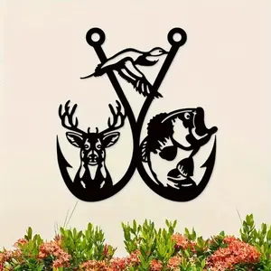 1 piece of metal wall decor, hunting fish hook metal wall sign, hunter wall decor, hanging hunting room decor, Modern Home Decor, Wall Decoration