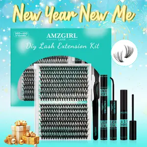 AMZGIRL LASH 320 Clusters DIY Cluster Lash Extension Kit 30D+40D 60D+80D Eyelashes Waterproof Bond and Seal DIY Lash Extensions Lash Clusters Waterproof Lash Clusters Kit  Makeup Cosmetic