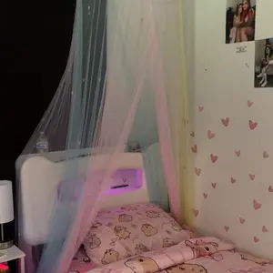 Bed Canopy for Girls with Glowing Stars Premium Canopy Bed Curtains | Fits Single Twin Full Queen Size Kids Bed Princess Netting Room Decor Ceiling Tent to Cover Toddler Canopy for Bed open breathable mosquito mesh side net