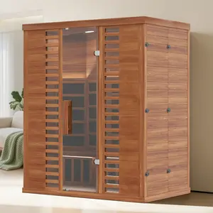 MNLR 3-Person Infrared Sauna for Home Use - Indoor Dry Sauna with Flame-Retardant Materials, Smart App Control, Bluetooth, WiFi, Ambient Light Strips, LCD Panel, 1500W/120V Power
