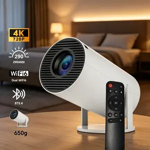 Bluetooth WiFi Mini Portable Tabletop Projector with 720P LED Display, 290 ANSI Lumens, Android OS, Built-In Audio, Full HD Support, Remote Control for Home Cinema, Outdoor Use