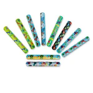 SET of 10 Dinosaur slap bracelets