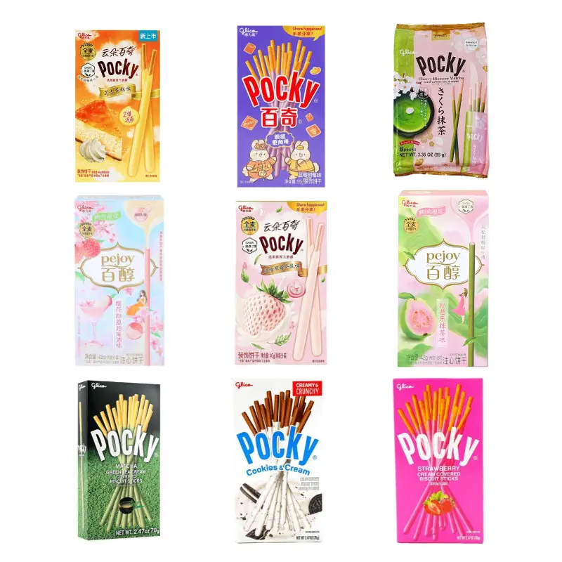 Glico Pocky Cloud Strawberry Milk Flavor Cream Coated Biscuit Sticks 40g - Whole Wheat Flour & Dietary Fiber Added
