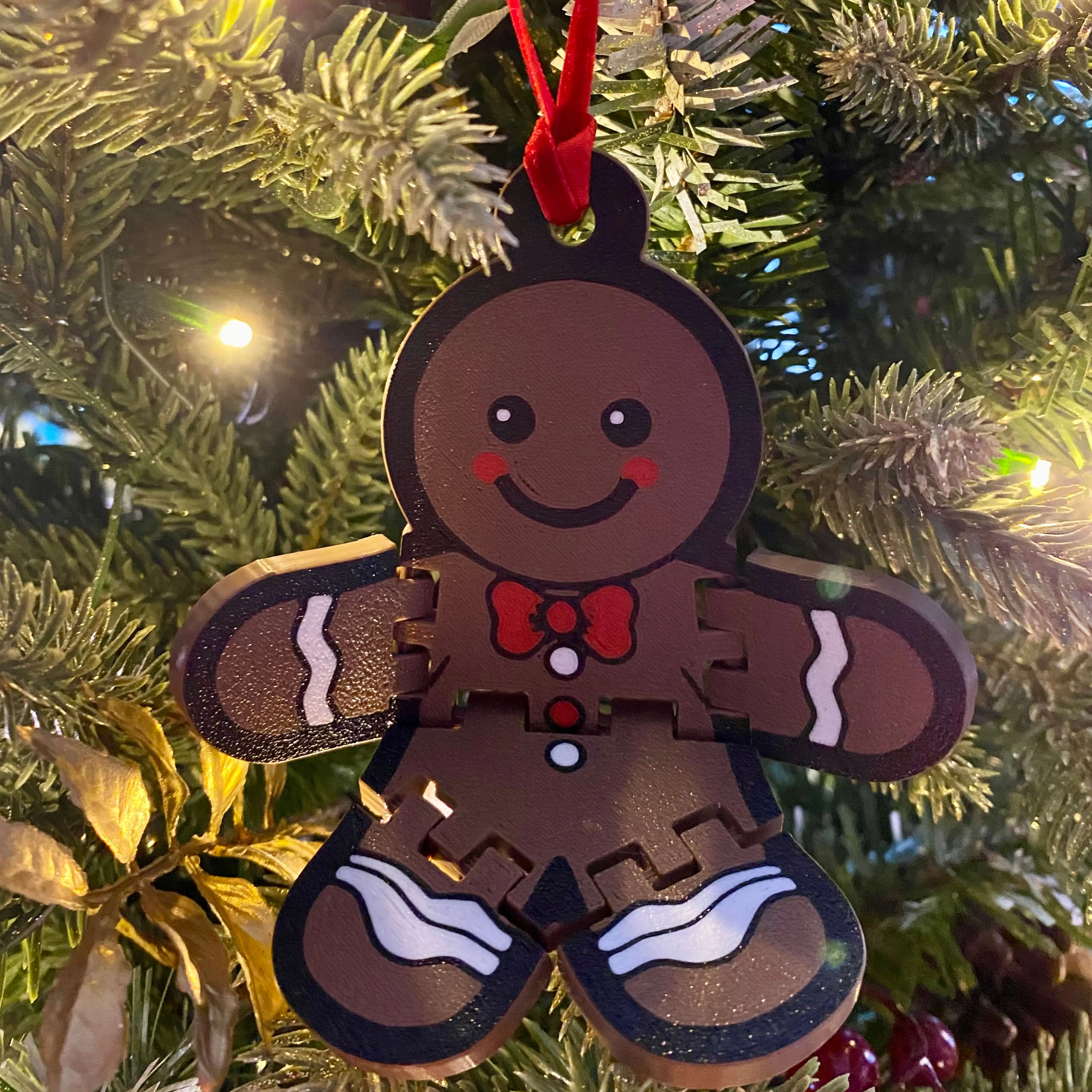 Articulating Gingerbread Man Ornament with Movable Arms & Legs for Playful Posing Classic Christmas Decoration & Toy for Kids Ages 3+