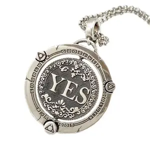 YES/NO Hollow Rotating Coin Necklace, Niche Stylish Accessory Decision Coin Pendant, Vintage Hollow Rotatable Versatile Necklace