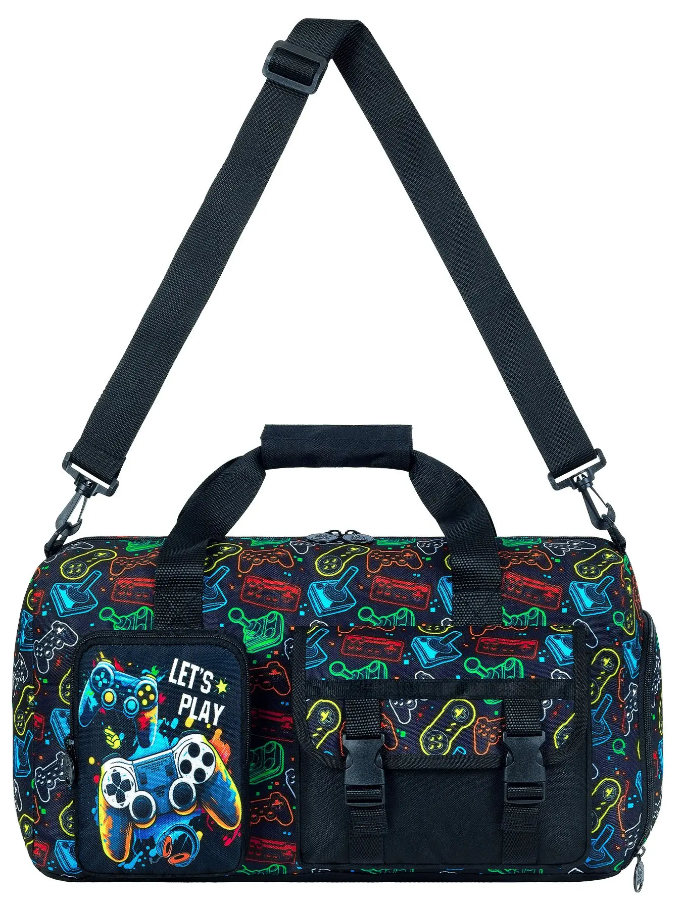 Gaming Controller Duffle Bag for Boys, Large Sport Duffel Bag Travel Sports Bag with Adjustable Strap, Preppy Style, All Seasons Use Travel Bags, Travel Duffels