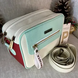 Parchita Bag - Colorblock Design with Detachable Strap and Zipper Closure for Everyday Use