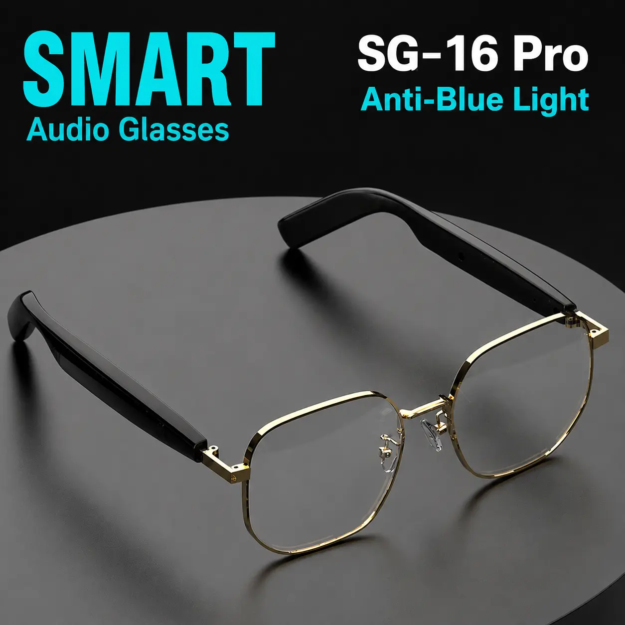 SG-16 Pro Smart Audio Glasses for Work - Bluetooth 5.4, Crystal-Clear Music, Hands-Free Calls, Anti-Blue Light Eye Care, Comfortable Ergonomic Temples, Everyday Wear
