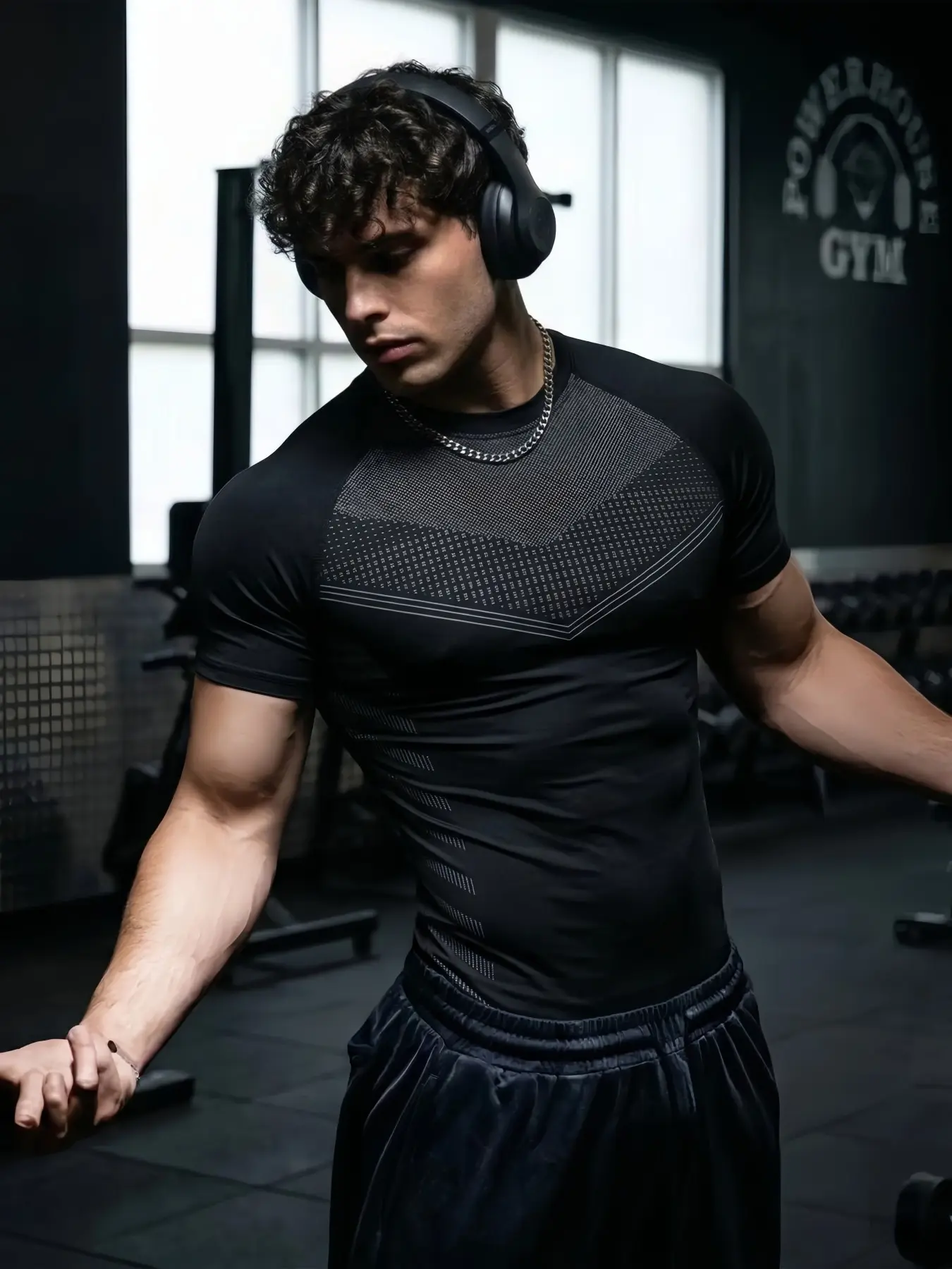 Men's Quick-Dry Compression T-Shirt, Short Sleeve, Cool Graphic Print, High Stretch, Breathable & Sweat-Wicking, Quick Dry Activewear, Gym Apparel, Ideal for Gym, Running, Outdoor Training & Casual Wear