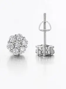 S925 Sterling Silver Cluster Flower Stud Earrings for Women, 18K Gold/White Gold Plated Cubic Zirconia Hypoallergenic Jewelry
