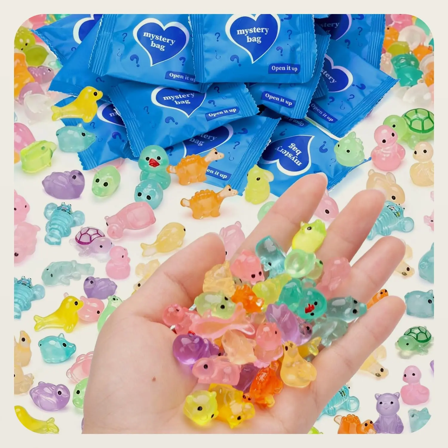 Mini Glow-in-the-Dark Waterproof Resin Collectible Figurine, Cute Surprise Mystery Bag, Whimsy Home Decoration, Desktop Art Ornament, Room Decor, Cute Room Stuff, Birthday Party Gift