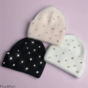 Unisex Faux Furry Beanie Hat - Warm Thick Knit Style Cap, Casual Cozy Bag Accessory for Fall-Winter Luggage & Bags Use
