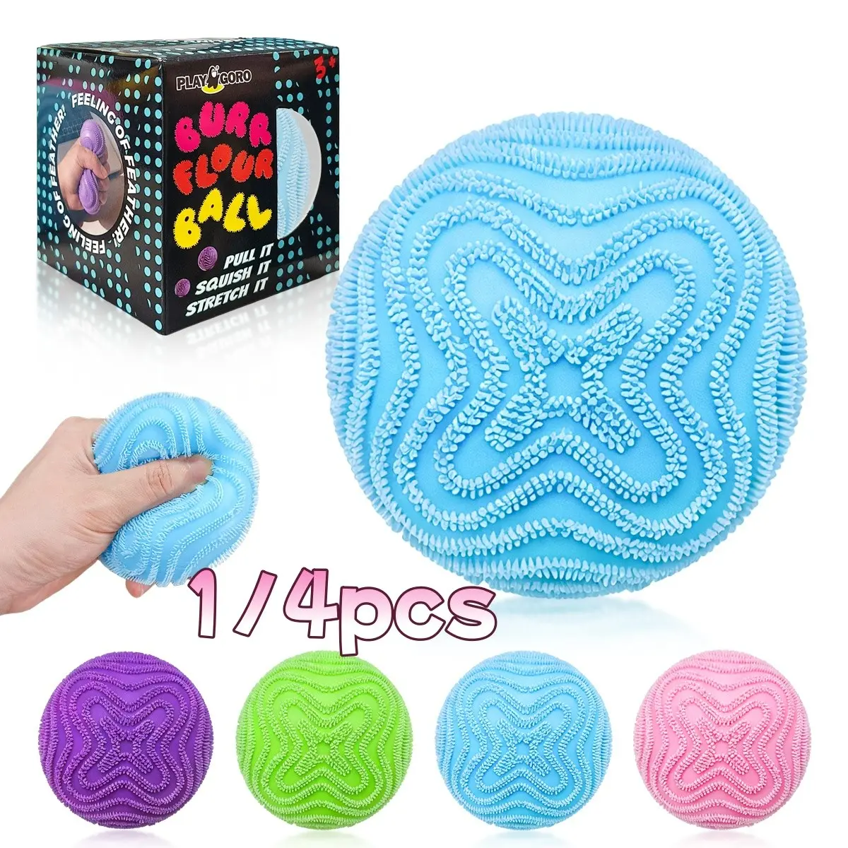 Plush Stress Ball Set, Soft Anxiety Relief Toy, Sensory Stress Reliever, Squishy Flour-Filled Elastic Balls, Sensory Pressure Release for Adults, Anxiety Squishies