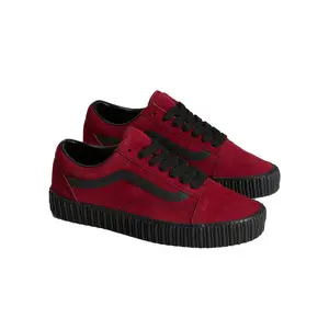 VANS Old Skool Classic Men's Casual Sneakers Shoes - Creeper Sole, Lace-Up, Sidestripe, Suede Upper, Grunge Bordeaux Closed Athletic Training Trainers