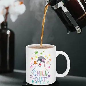 Chill Out Snowman Mug, Adorable Christmas Coffee Cup, Cute Winter Gift for Kids & Adults, Colorful Holiday Mug, Fun Festive Drinkware for Cozy Season