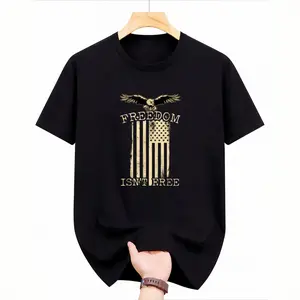 Freedom Isn't Free Shirt - Vintage American Flag & Bald Eagle Patriotic Graphic Tee for Men, Military Pride Casual Short Sleeve T-Shirt