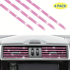 4 pieces of car vent trim, crystal air conditioning decorations, universal flexible strips, female interior accessories