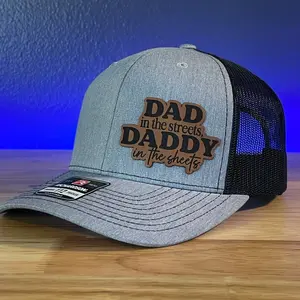 Dad in the Streets, Daddy in the Sheets Side Leather Patch Hat Novelty Cap Adjustable Headwear